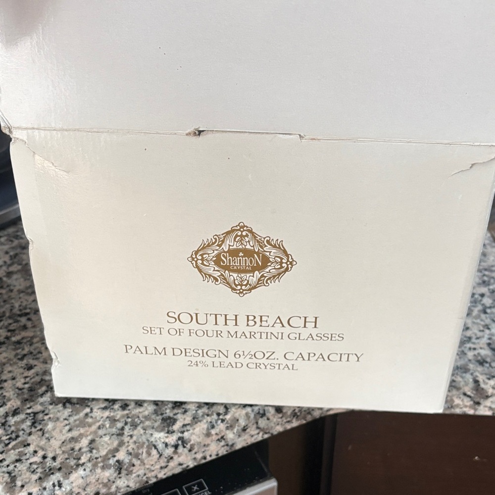 Shannon South Beach Martini Glasses - Set of 4, Clear Crystal